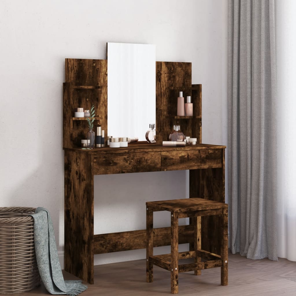 Dressing Table - SEOUL Dresser Smoked Oak 96cm - Merkel Designers