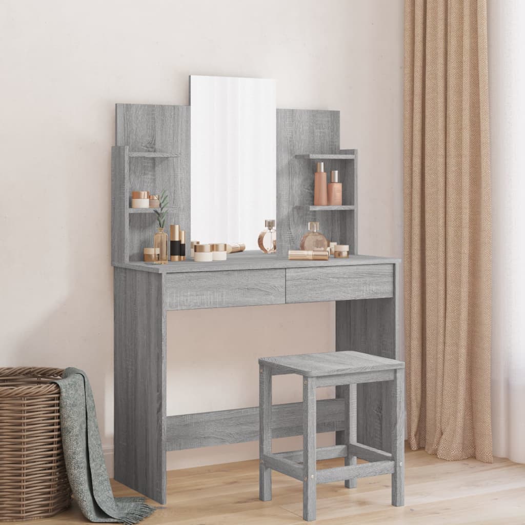 Dressing Table - SEOUL Dresser Grey Sonoma 96cm - Millennium Furniture