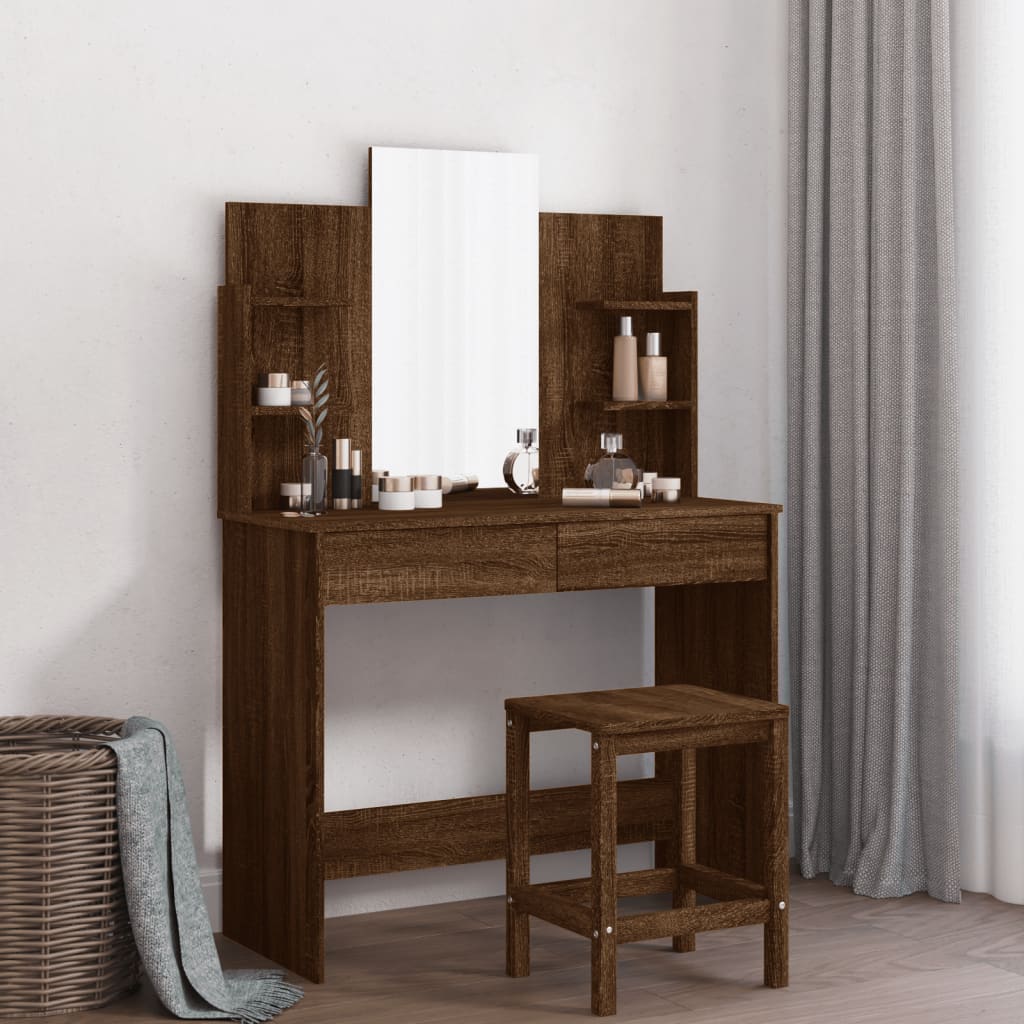 Dressing Table - SEOUL Dresser Brown Oak 96cm - Casper Homes