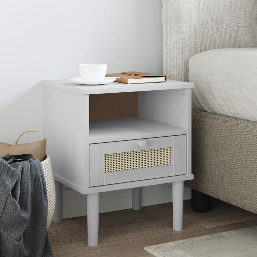 Bedside Table - RIVERSIDE Nightstand White 40cm - Brittle & Co