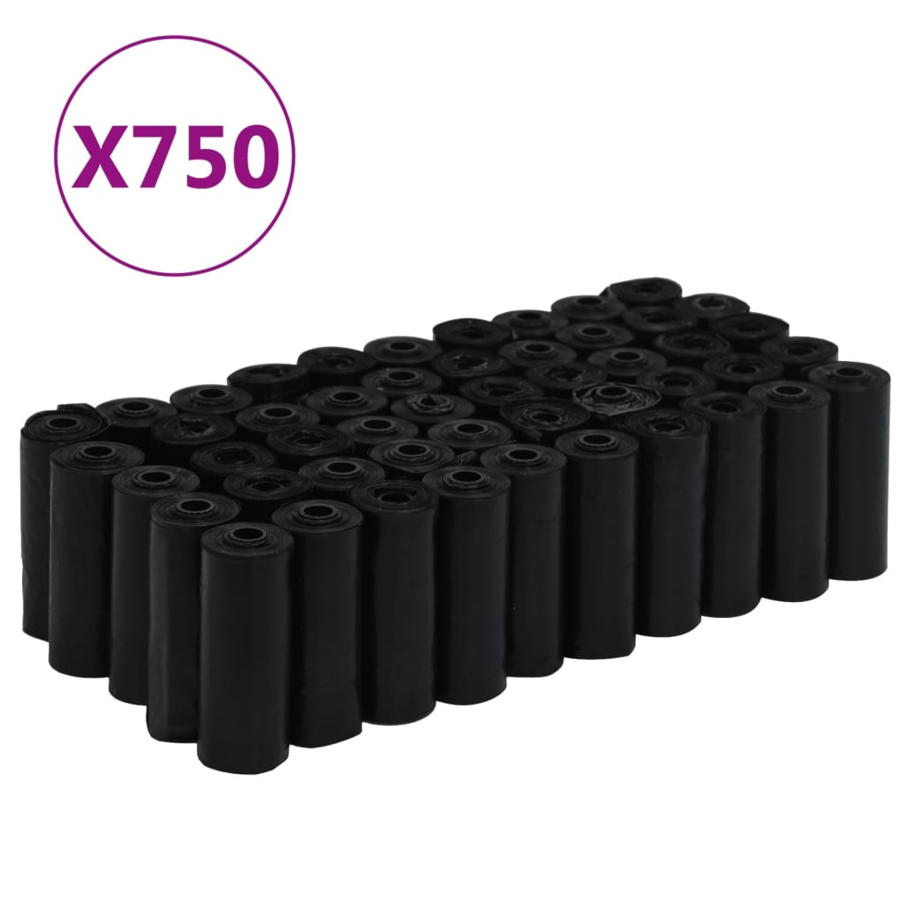 Dog Poop Bags 750 pcs Black 30x20 cm PE - Casper Homes