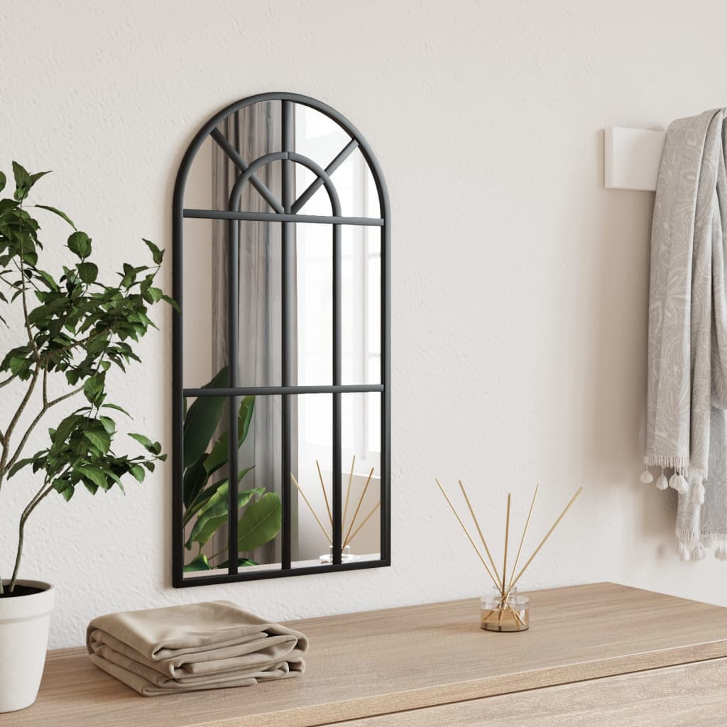 Wall Mirror Black 30x60cm Arch Iron - Sid & Sam