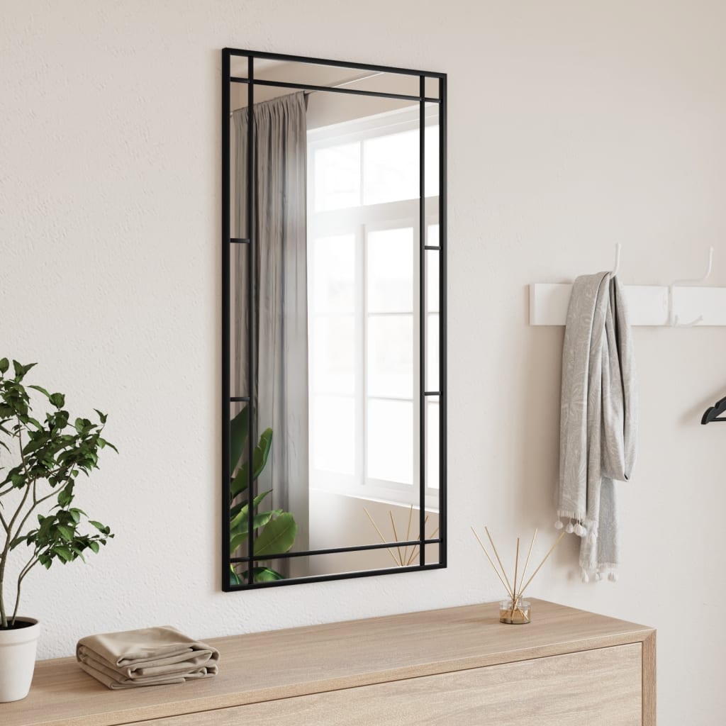 Wall Mirror Black 50x100cm Rectangle Iron - Merlin Deals