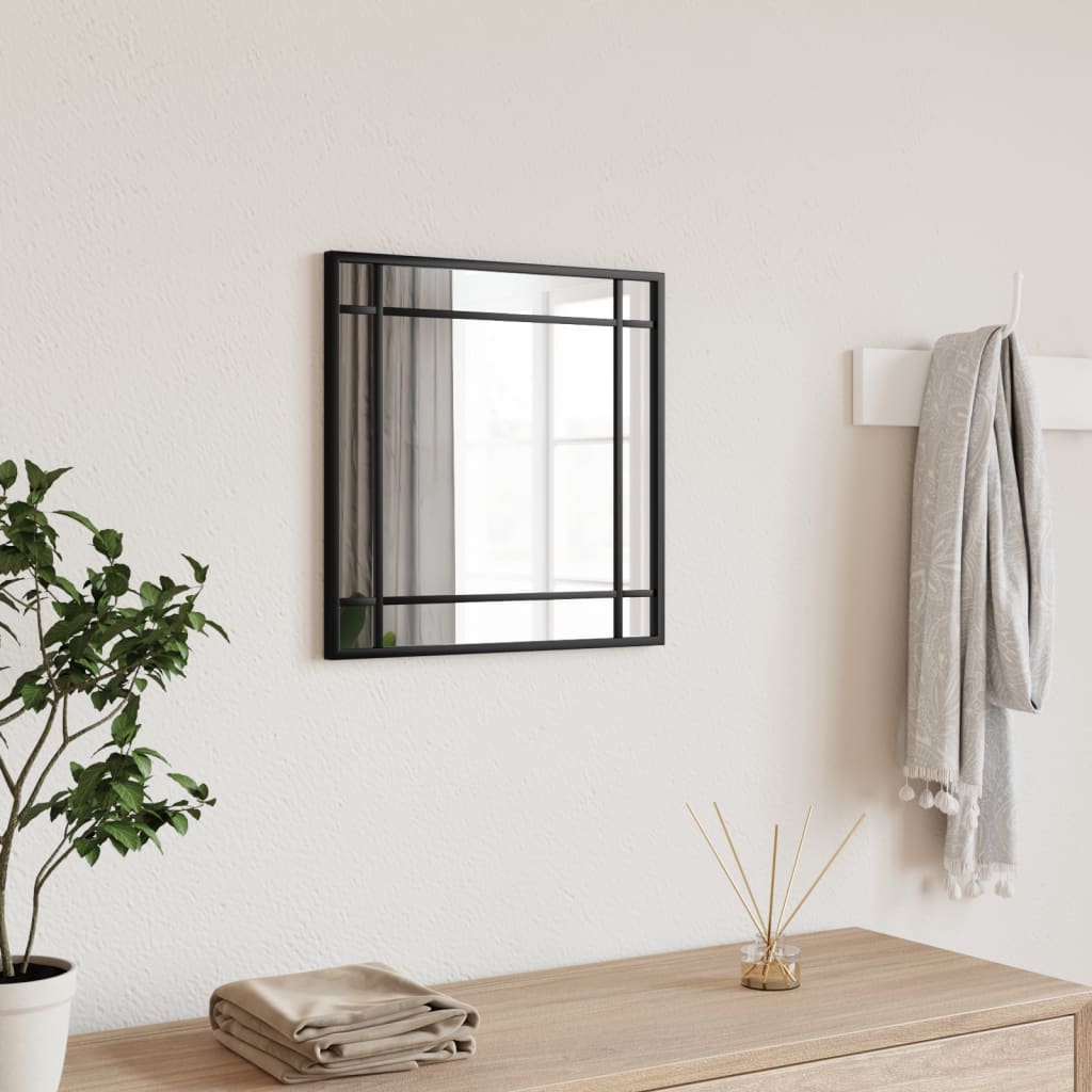 Wall Mirror Black 40x40cm Square Iron - The Home Maker