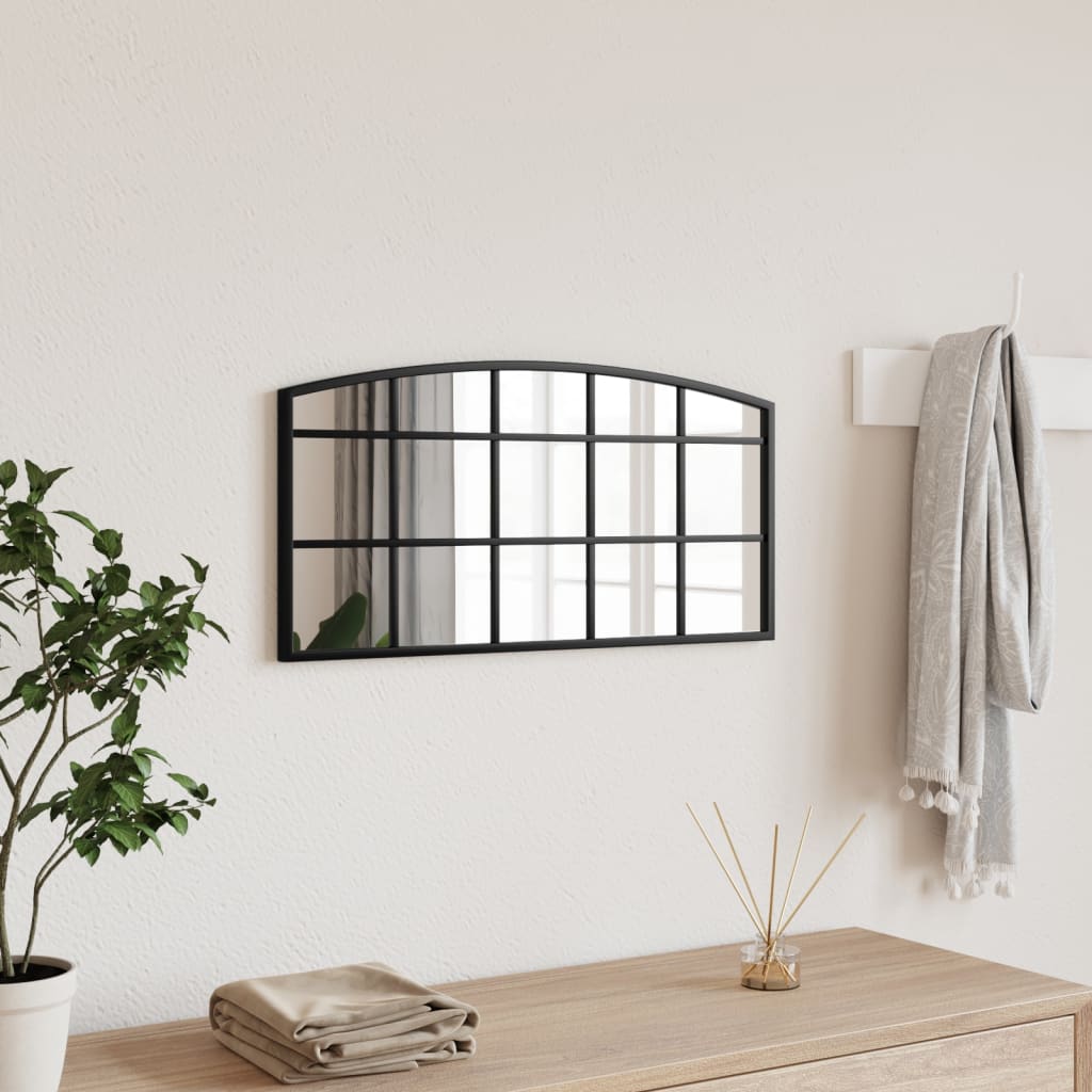Wall Mirror Black 60x30cm Arch Iron - R and M Furniture