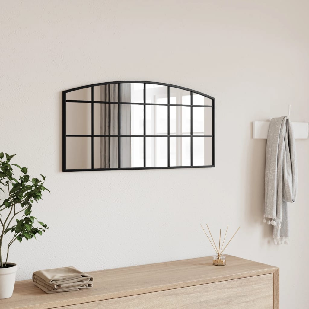 Wall Mirror Black 80x40cm Arch Iron - Millennium Furniture