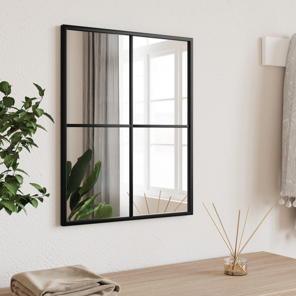 Wall Mirror Black 40x50cm Rectangle Iron - Tyrell & Tyrell