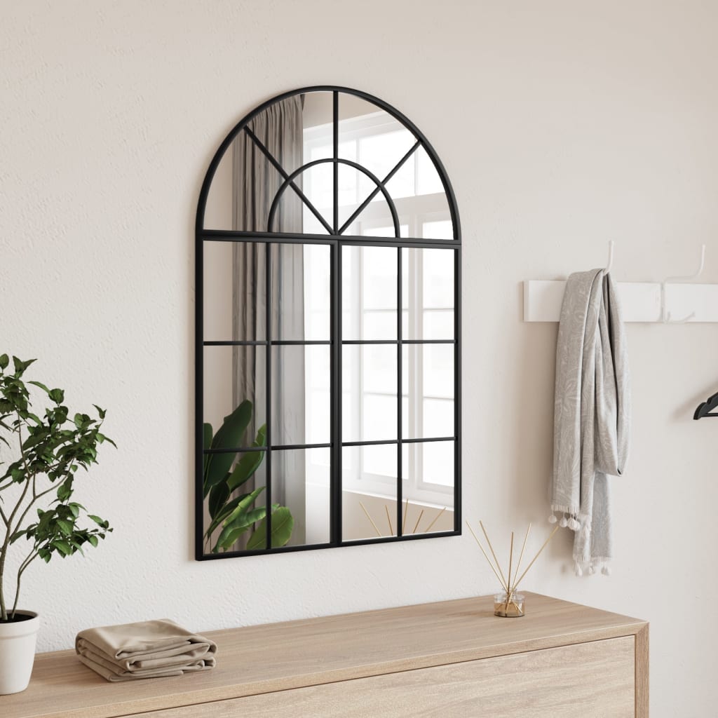 Wall Mirror Black 60x30cm Arch Iron - Tyrell & Tyrell