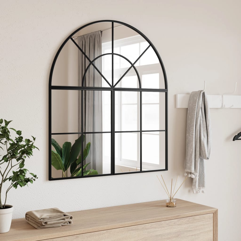Wall Mirror Black 80x40cm Arch Iron - Merlin Deals