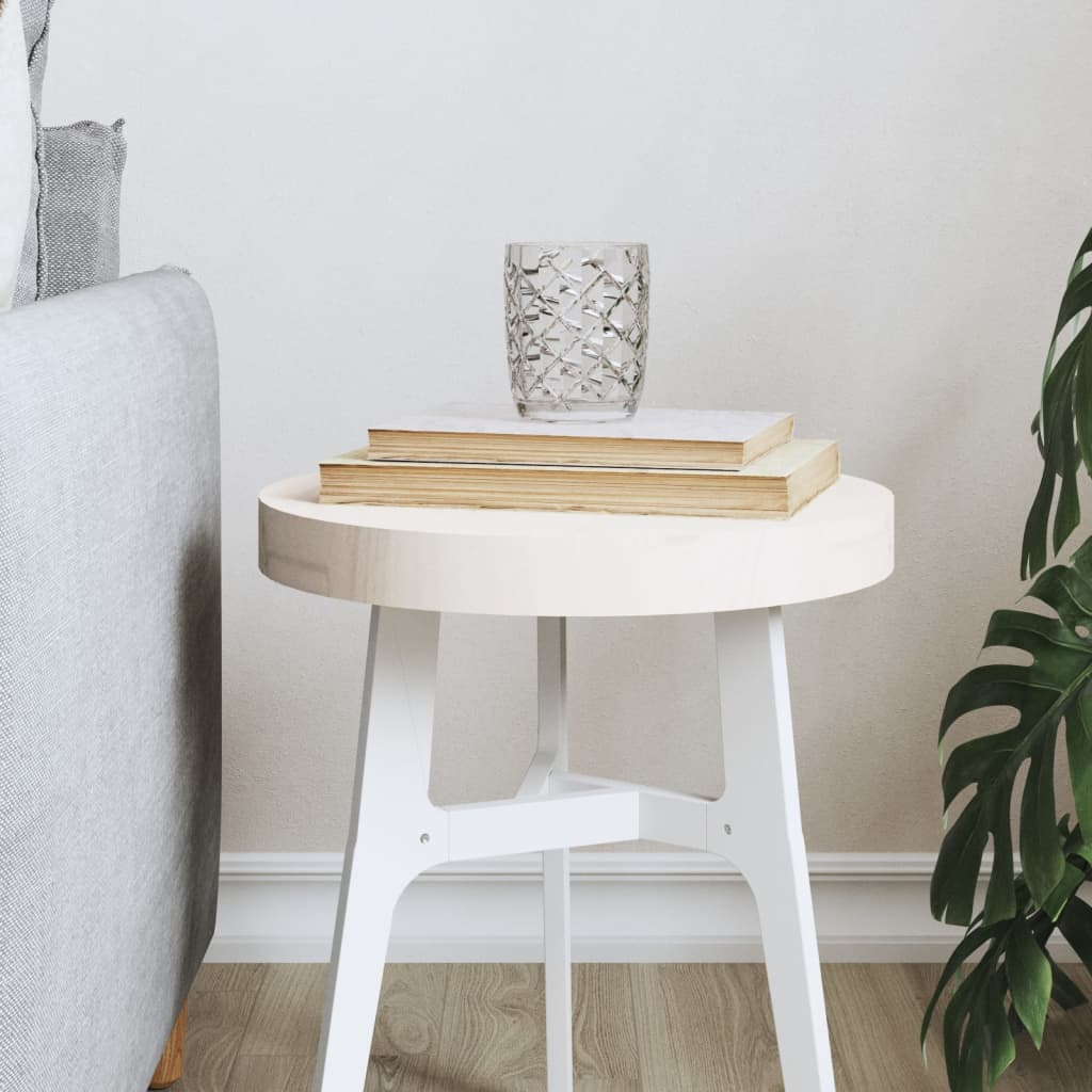 Table Top Round White Ã ̃30x3 cm Solid Wood Pine - Discount Dealers