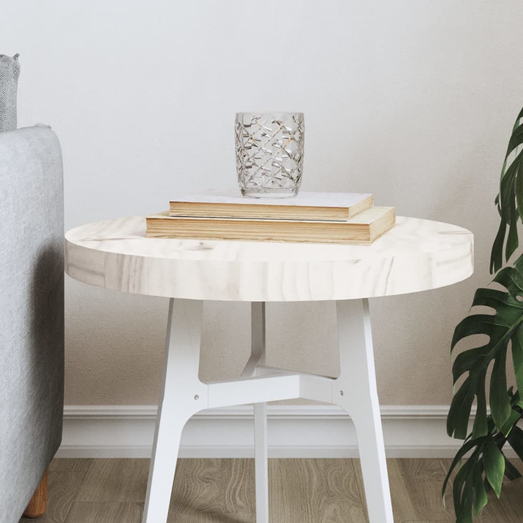 Table Top Round White Ã ̃40x3 cm Solid Wood Pine - Sid & Sam