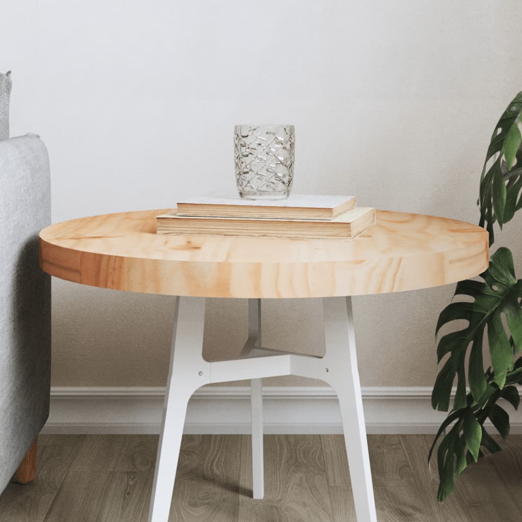 Table Top Round Ã ̃50x3 cm Solid Wood Pine - Discount Dealers