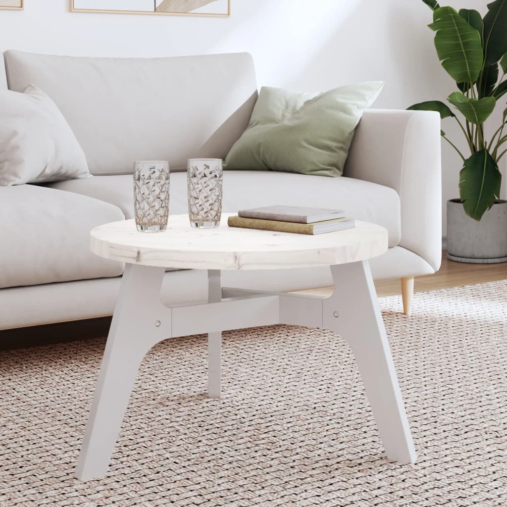 Table Top Round White Ã ̃60x3 cm Solid Wood Pine - Sid & Sam