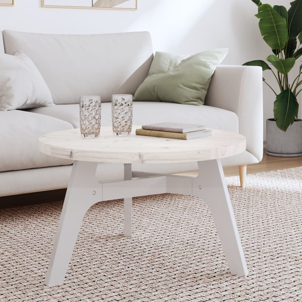 Table Top Round White Ã ̃70x3 cm Solid Wood Pine - Discount Dealers