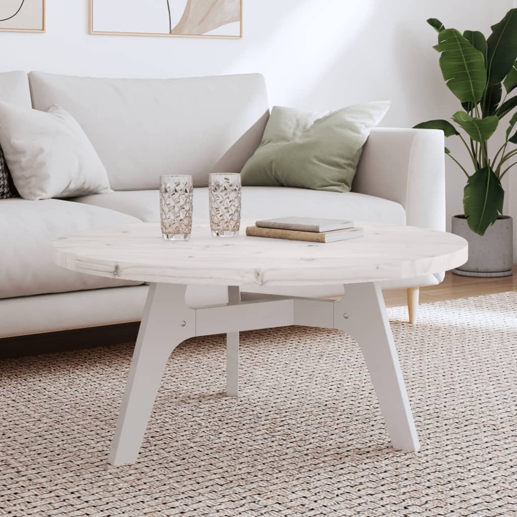 Table Top Round White Ã ̃90x3 cm Solid Wood Pine - Direct Imports