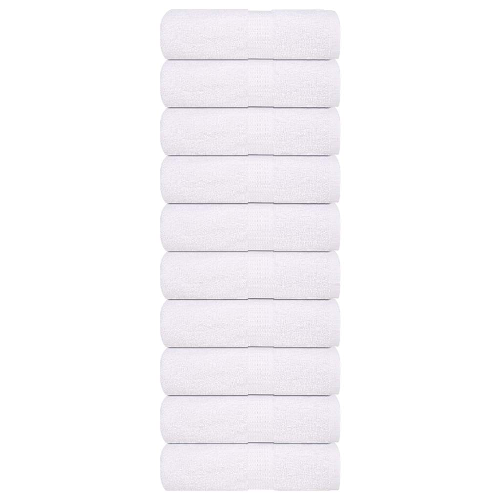 Guest Towels 10 pcs White 30x50 cm 360 gsm 100% Cotton - Direct Imports