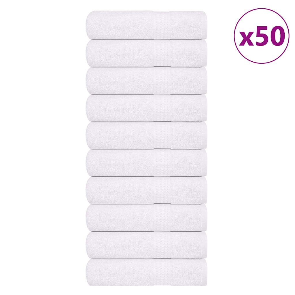 Hand Towels 50 pcs White 50x100 cm 360 gsm 100% Cotton - Millennium Furniture