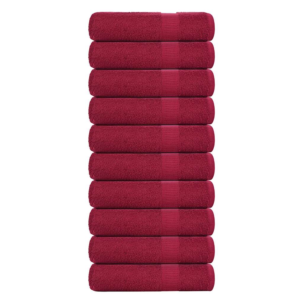 Bath Towels 10 pcs Bordeaux 100x150 cm 360 gsm 100% Cotton - Unbeatable Bargains