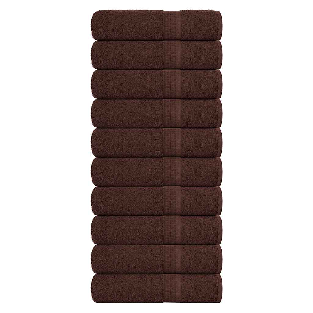 Bath Towels 10 pcs Brown 100x150 cm 360 gsm 100% Cotton - Decor Base