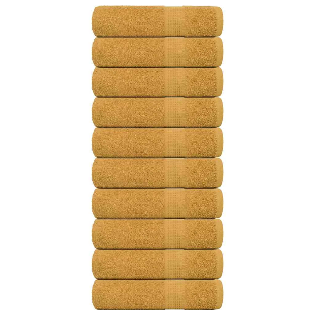 Shower Towels 10 pcs Gold 70x140 cm 360 gsm 100% Cotton - Direct Imports