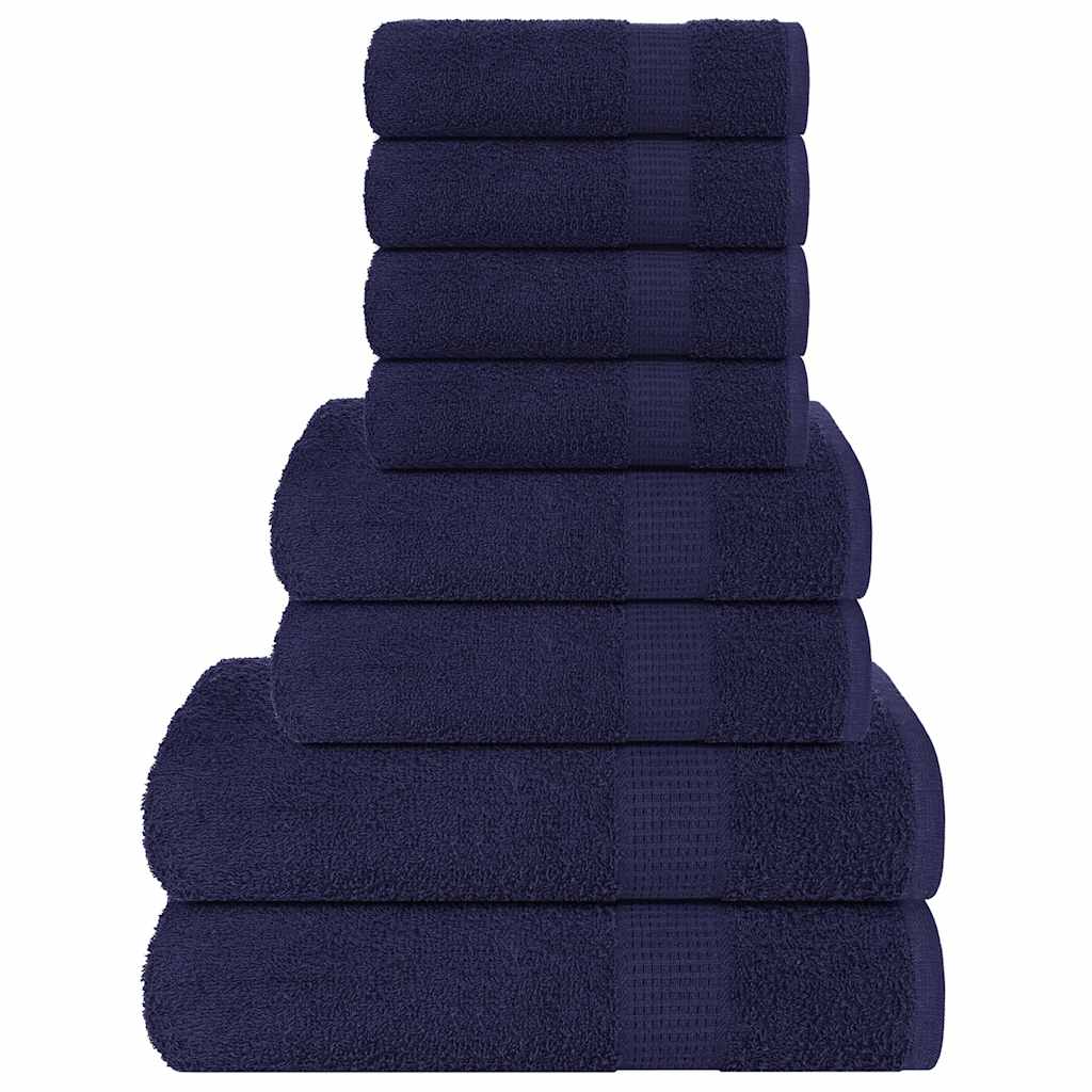 8 Piece Towel Set Navy Blue 360 gsm 100% Cotton - R and M Furniture