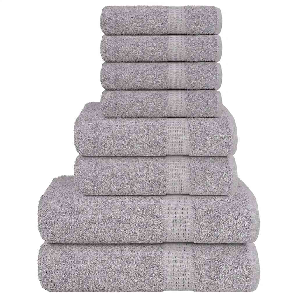 8 Piece Towel Set Grey 360 gsm 100% Cotton - Merkel Designers
