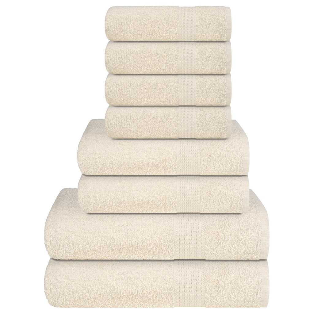 8 Piece Towel Set Cream 360 gsm 100% Cotton - Discount Dealers