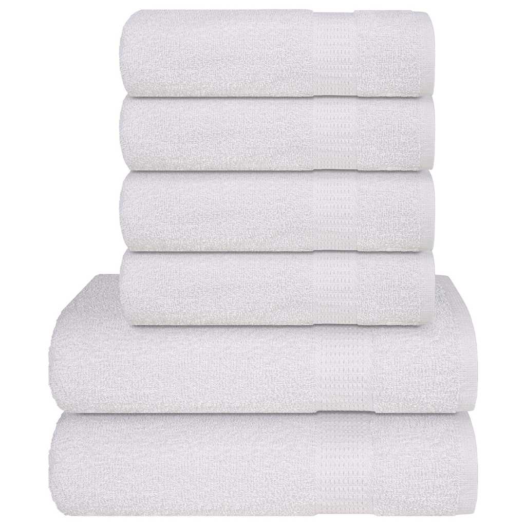 6 Piece Towel Set White 360 gsm 100% Cotton - Sid & Sam