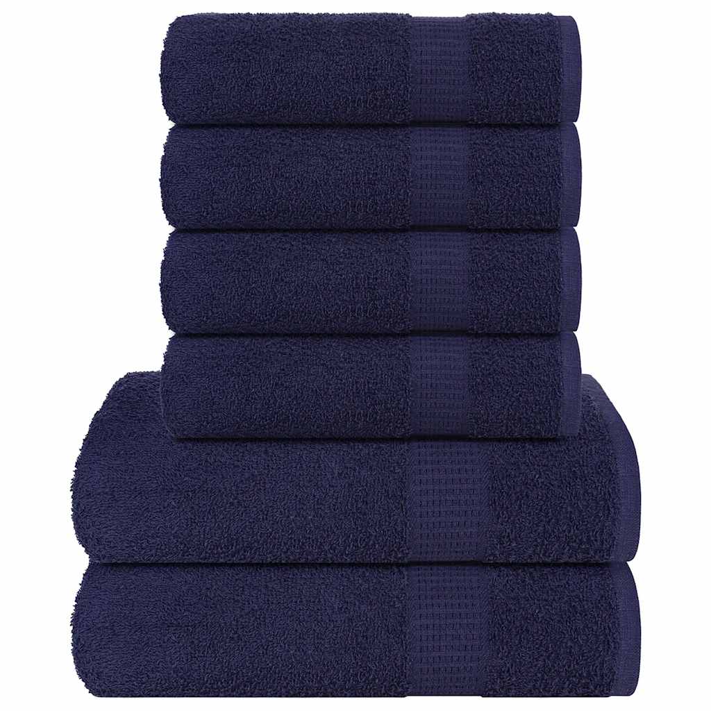 6 Piece Towel Set Navy Blue 360 gsm 100% Cotton - All Things Good