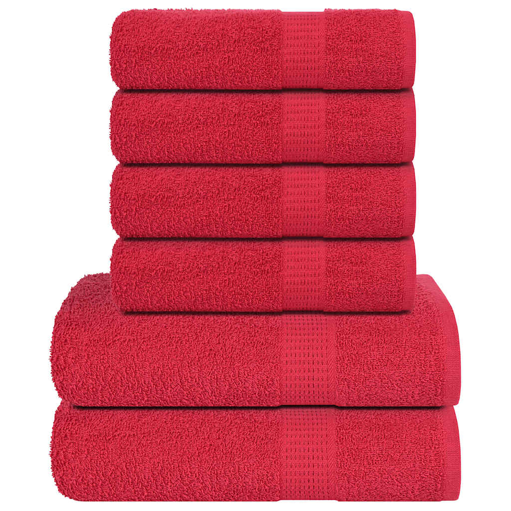 6 Piece Towel Set Red 360 gsm 100% Cotton - Merlin Deals