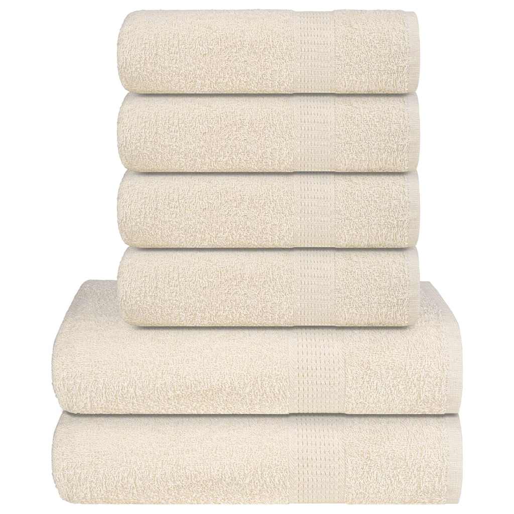 6 Piece Towel Set Cream 360 gsm 100% Cotton - Decor Base