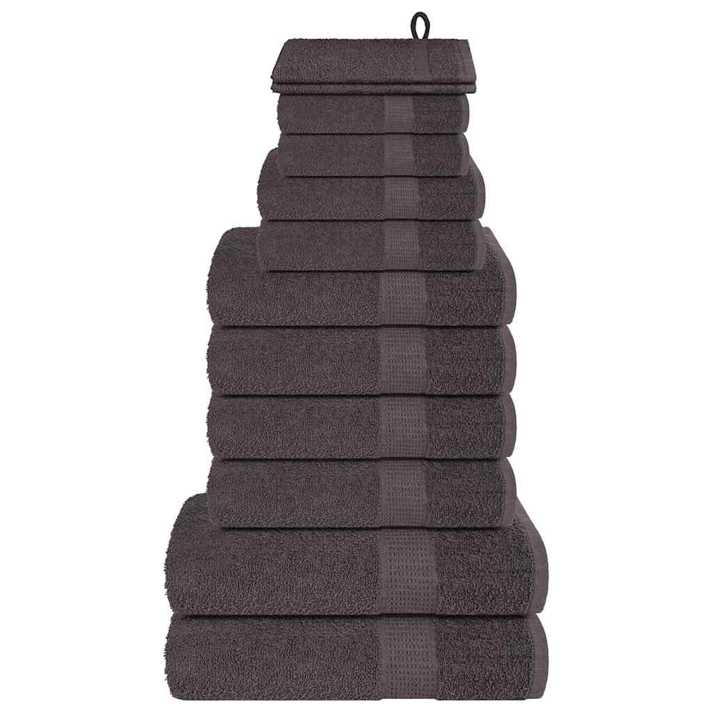 12 Piece Towel Set Anthracite 360 gsm 100% Cotton - Charlotte Dunes
