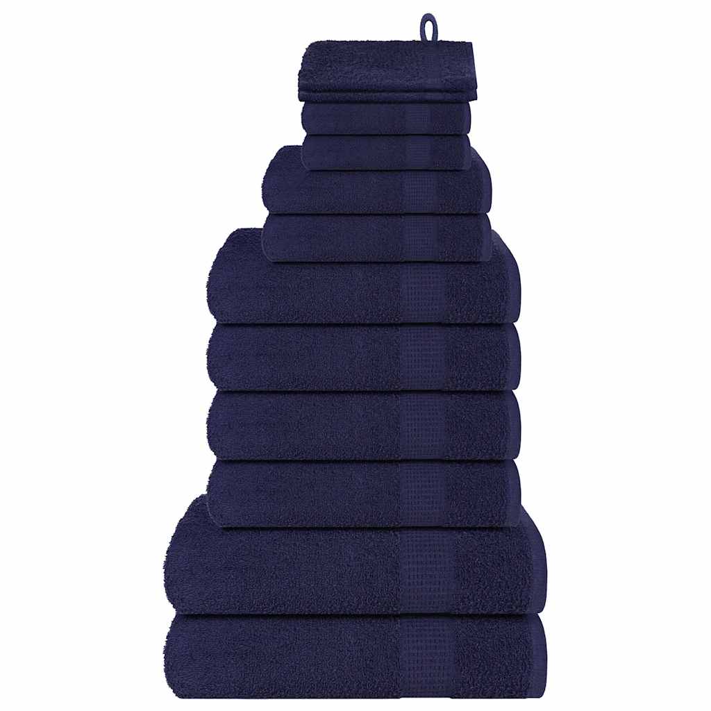 12 Piece Towel Set Navy Blue 360 gsm 100% Cotton - Design Hut