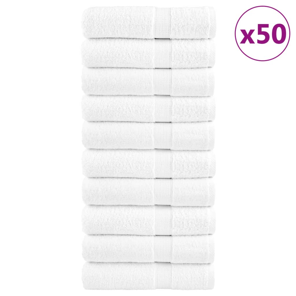 SOLMERE Premium Hand Towels 50Pieces White 50x100cm 600gsm - Millennium Furniture