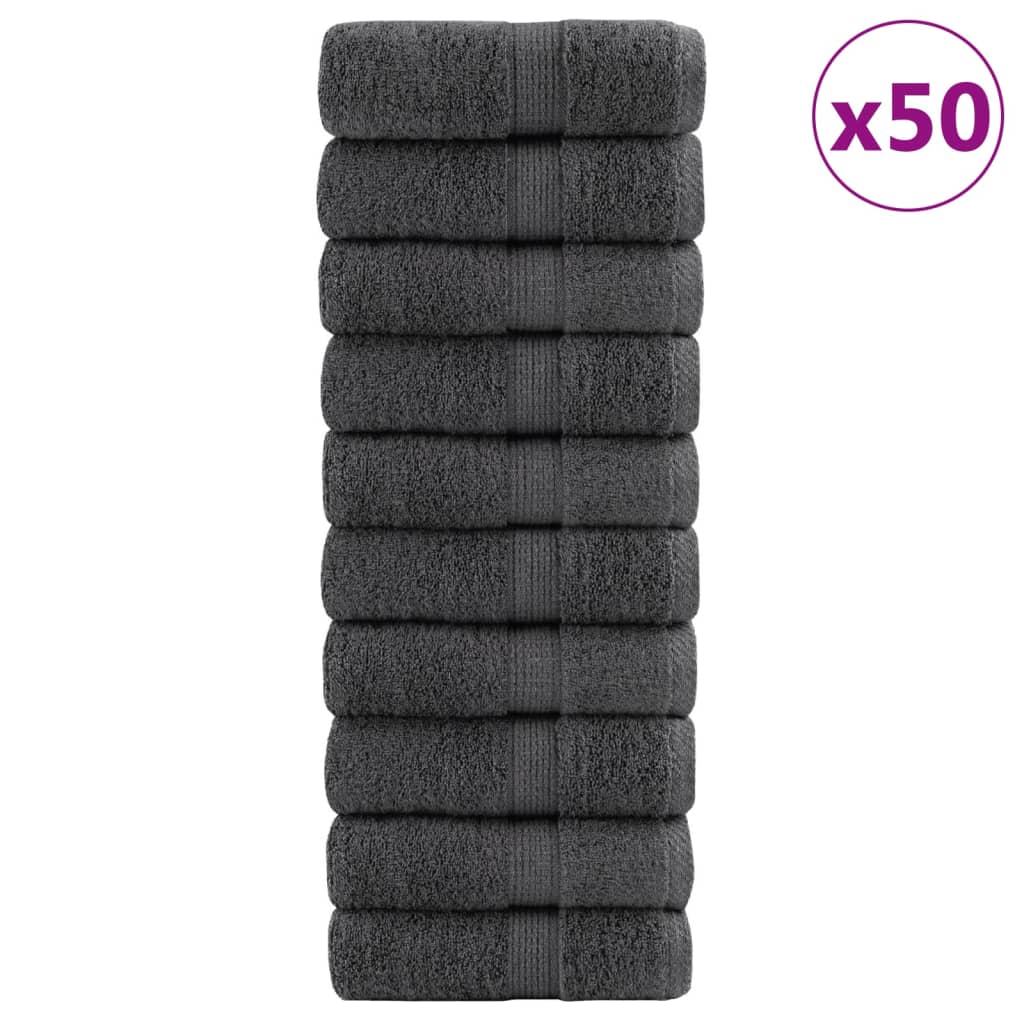 SOLMERE Premium Washcloths 50Pieces Anthracite 15x21cm 600gsm - Design Hut