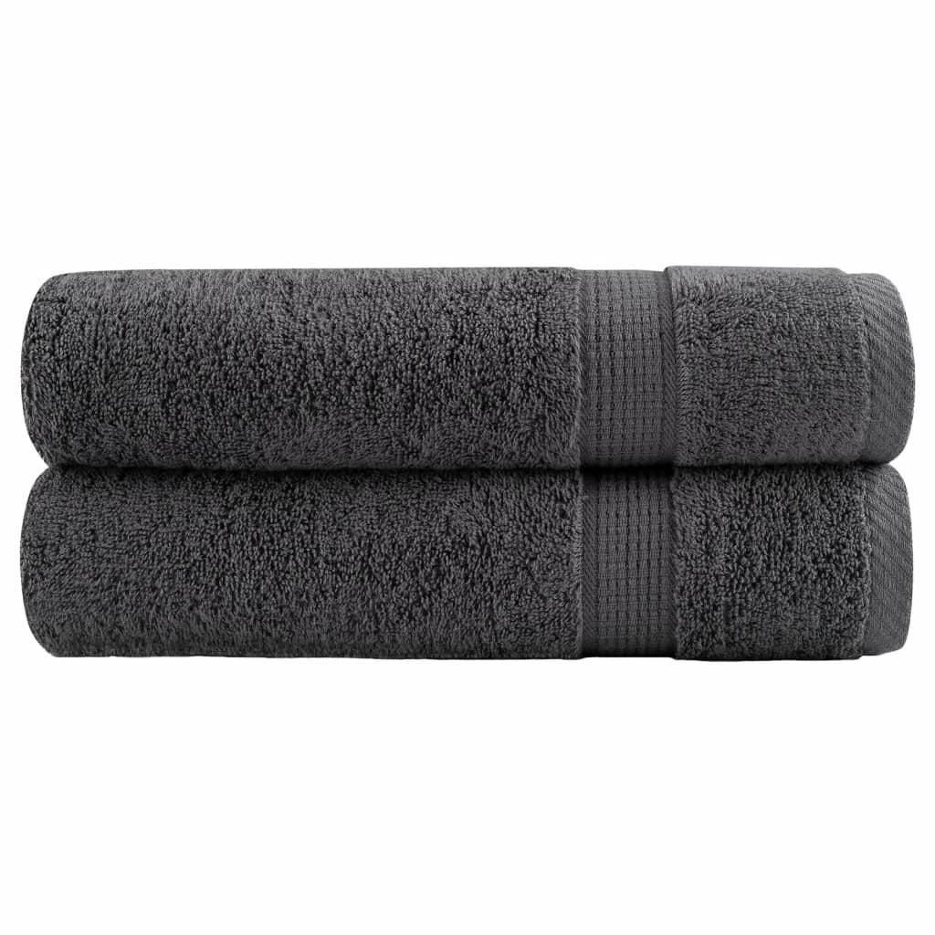 SOLMERE Premium Hand Towels 2Pieces Anthracite 50x100cm 600gsm - Millennium Furniture