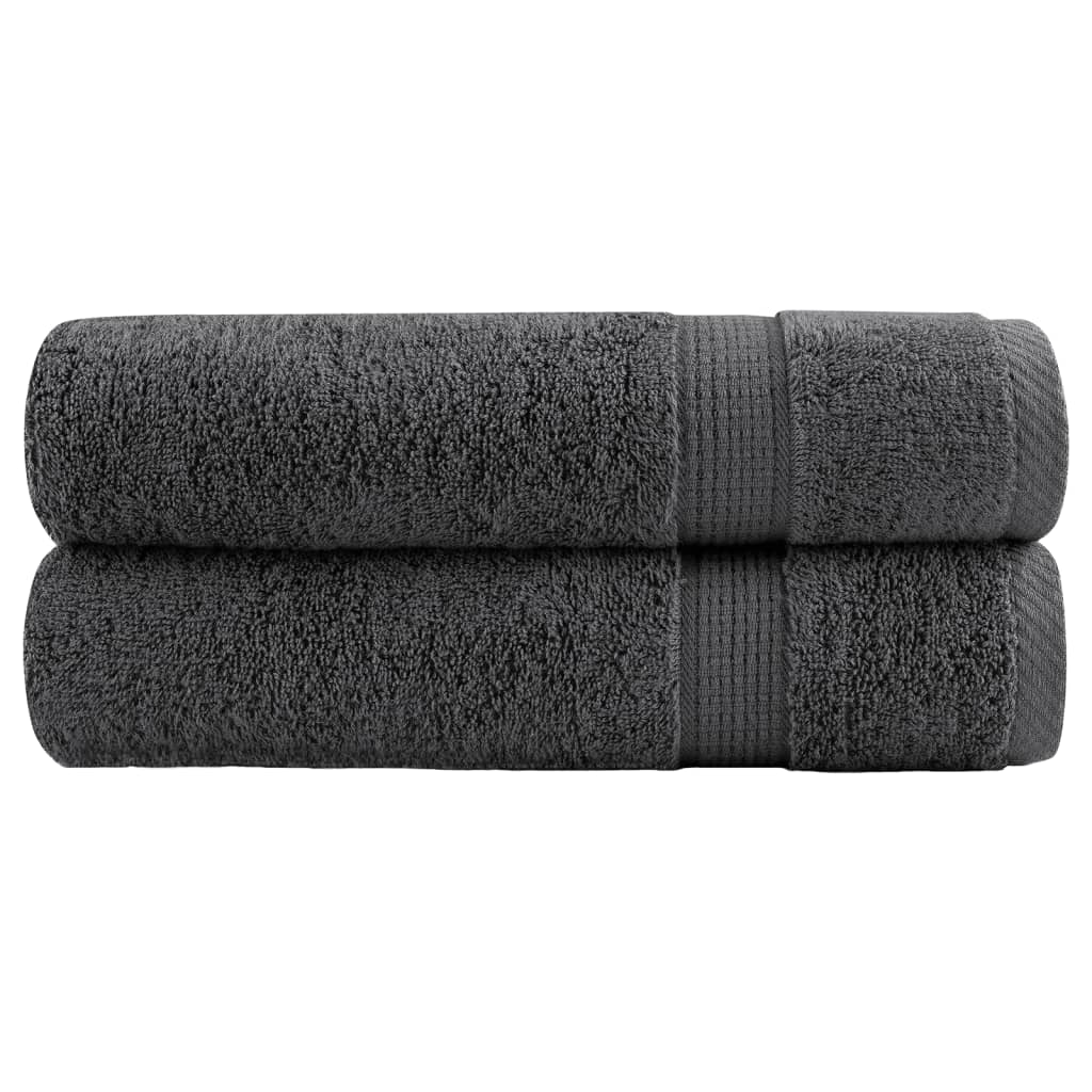 SOLMERE Premium Shower Towels 2Pieces Anthracite 70x140cm 600gsm - Merlin Deals