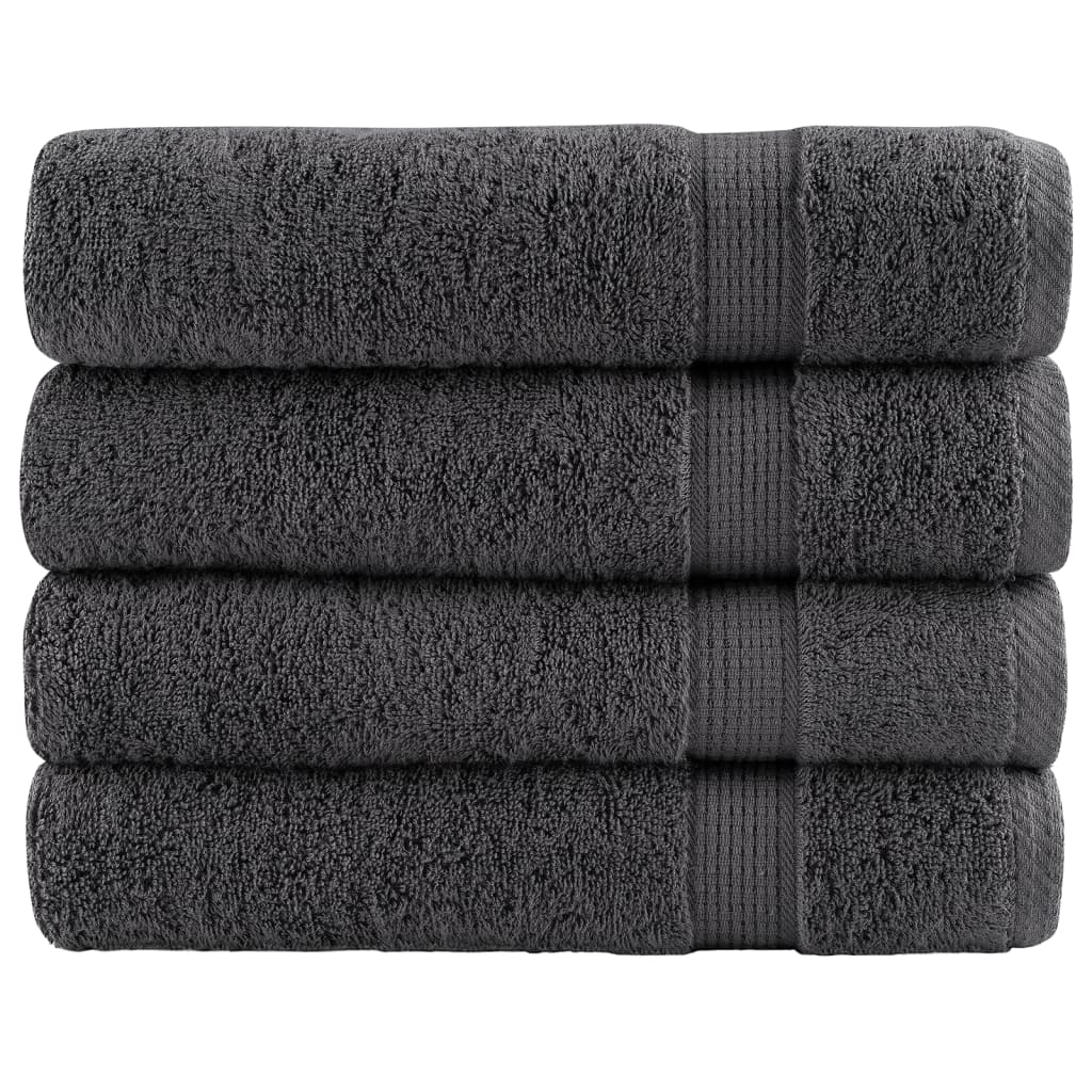SOLMERE Premium Shower Towels 4Pieces Anthracite 70x140cm 600gsm - Merlin Deals