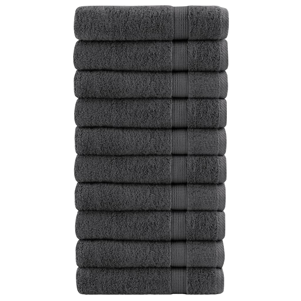 SOLMERE Premium Shower Towels 10Pieces Anthracite 70x140cm 600gsm - Merlin Deals