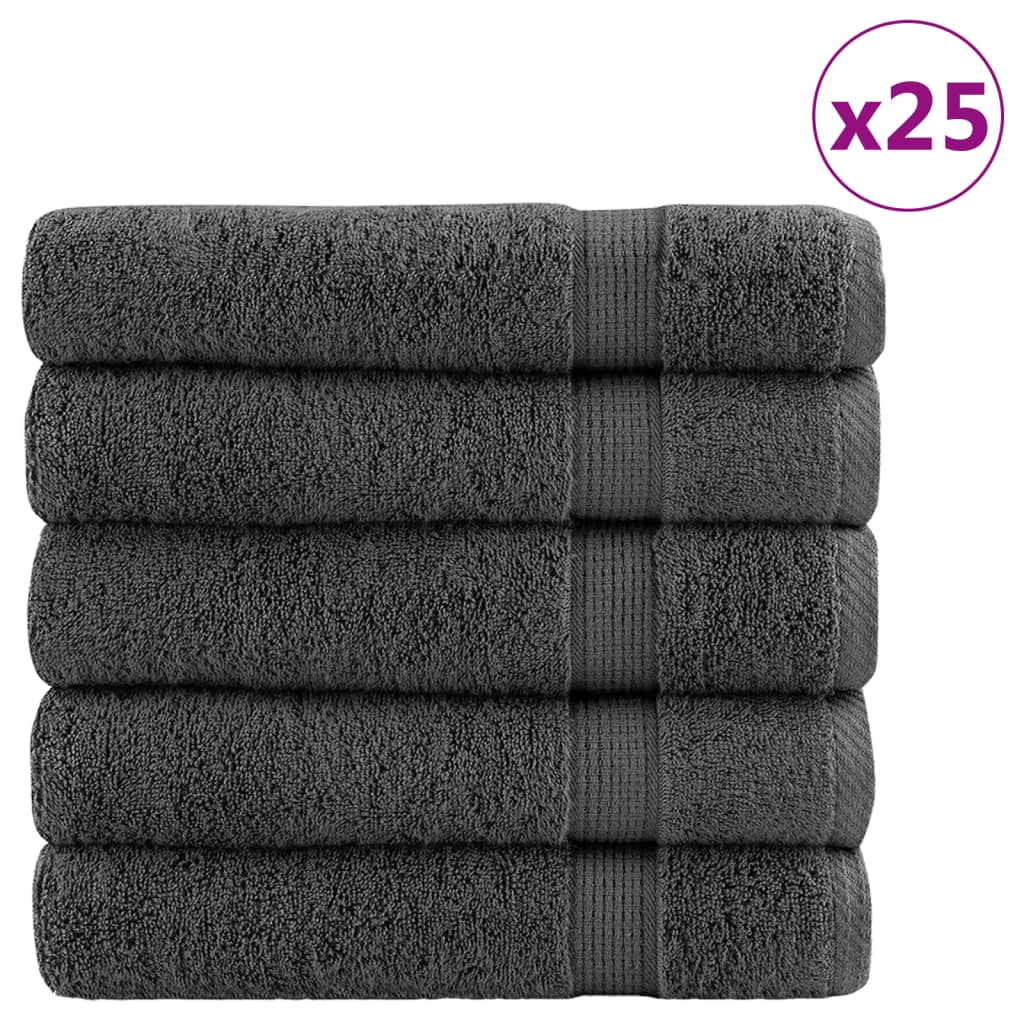 SOLMERE Premium Shower Towels 25Pieces Anthracite 70x140cm 600gsm - Merlin Deals