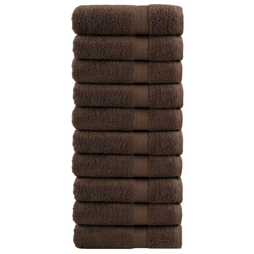 Premium Bath Towels SOLUND 10pcs Brown 100x150cm 600gsm - Direct Imports