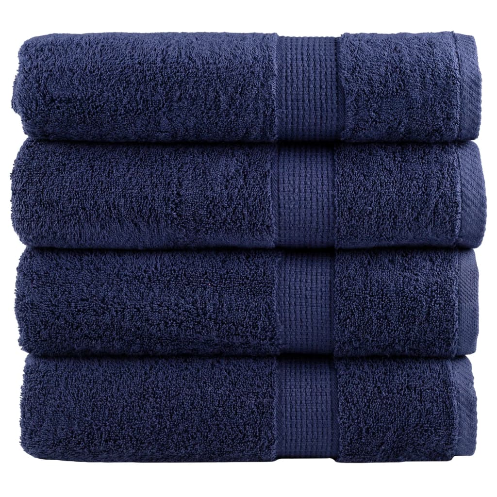 SOLMERE Premium Bath Towels 4Pieces Navy Blue 100x150cm 600gsm - Casper Homes