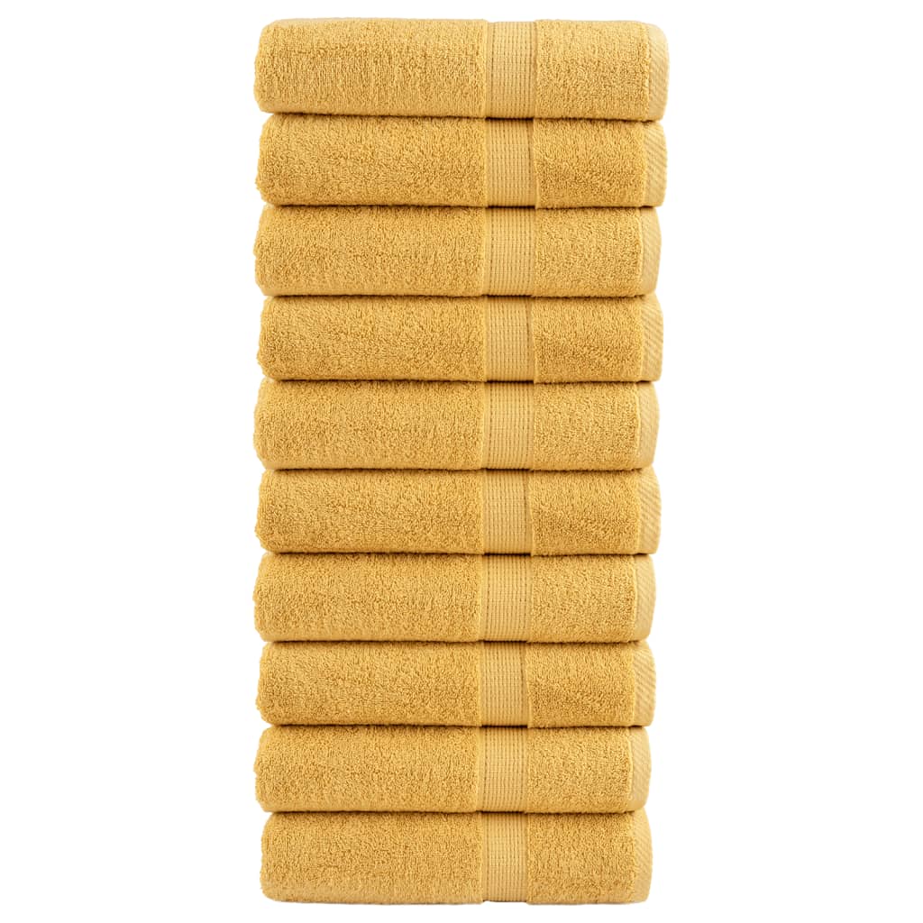 Premium Hand Towels SOLUND 10pcs Gold 50x100cm 600gsm - Casper Homes