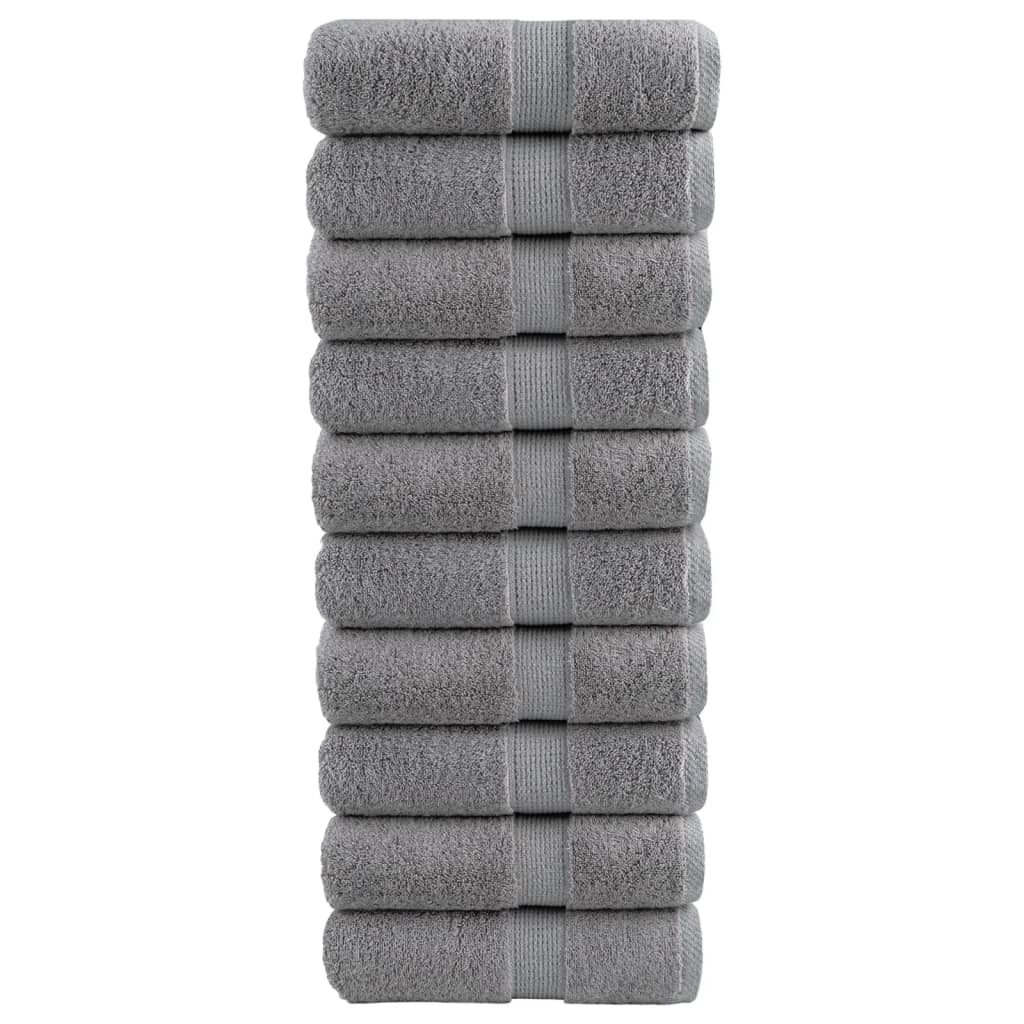 SOLMERE Premium Wash Towels 10Pieces Grey 30x30cm 600gsm - R and M Furniture