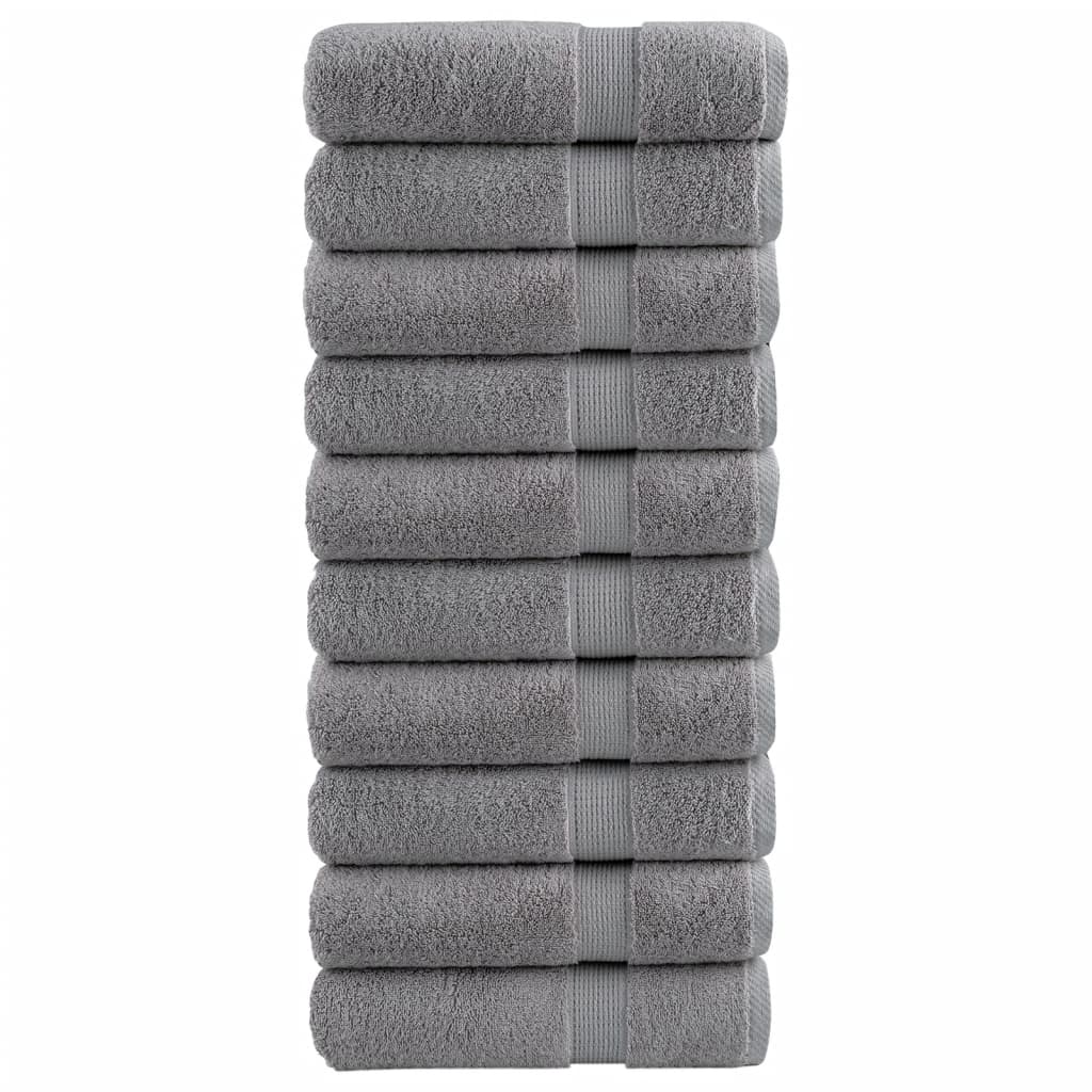 SOLMERE Premium Shower Towels 10Pieces Grey 70x140cm 600gsm - R and M Furniture