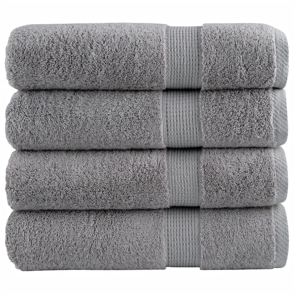SOLMERE Premium Bath Towels 4Pieces Grey 100x150cm 600gsm - Charlotte Dunes
