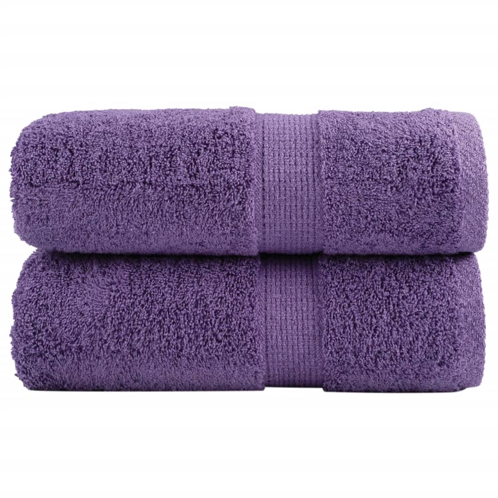 SOLMERE Premium Wash Towels 2 Pieces Purple 30x30 cm 600 gsm - R and M Furniture