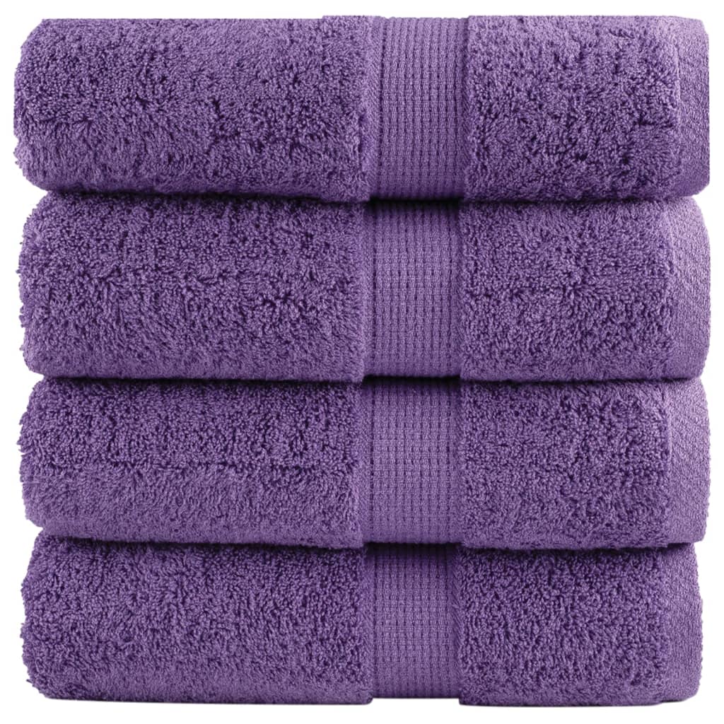 SOLMERE Premium Wash Towels 4 Pieces Purple 30x30 cm 600 gsm - R and M Furniture
