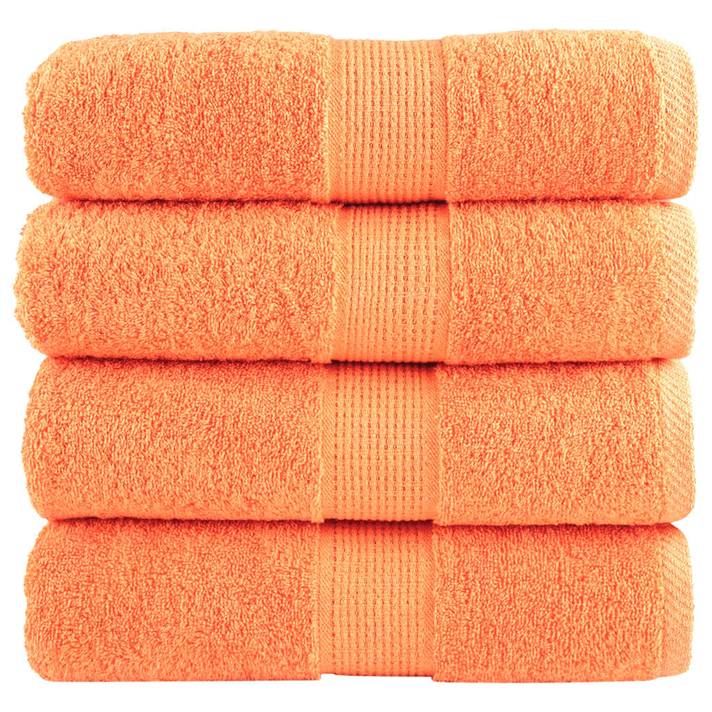 SOLMERE Premium Wash Towels 4 Pieces Orange 30x30 cm 600 gsm - R and M Furniture