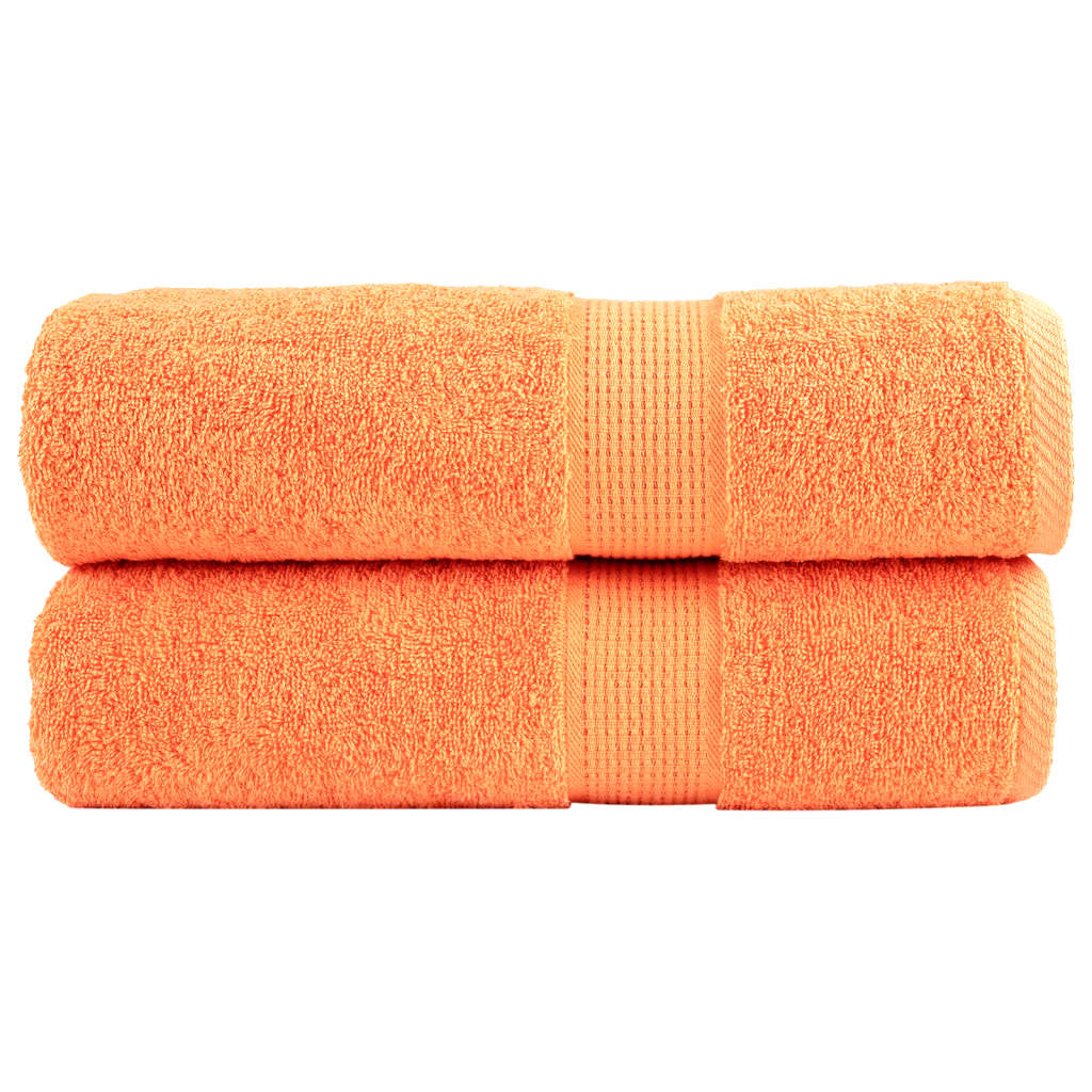 SOLMERE Premium Shower Towels 2 Pieces Orange 70x140 cm 600 gsm - R and M Furniture